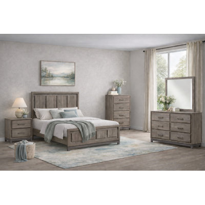 Ensemble de chambre à coucher moderne à panneau tapissier brun