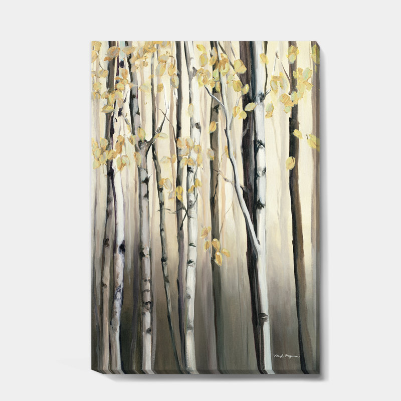 Golden Birch Forest IV - reproduction d'art sur toile tendue, H 20 po x l 12 po x P 1po