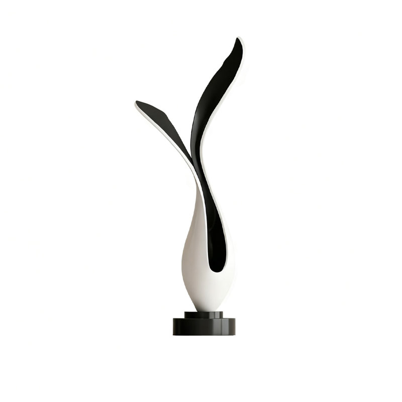 Objet de décoration moderne en verre et acier, Blanc/Noir
