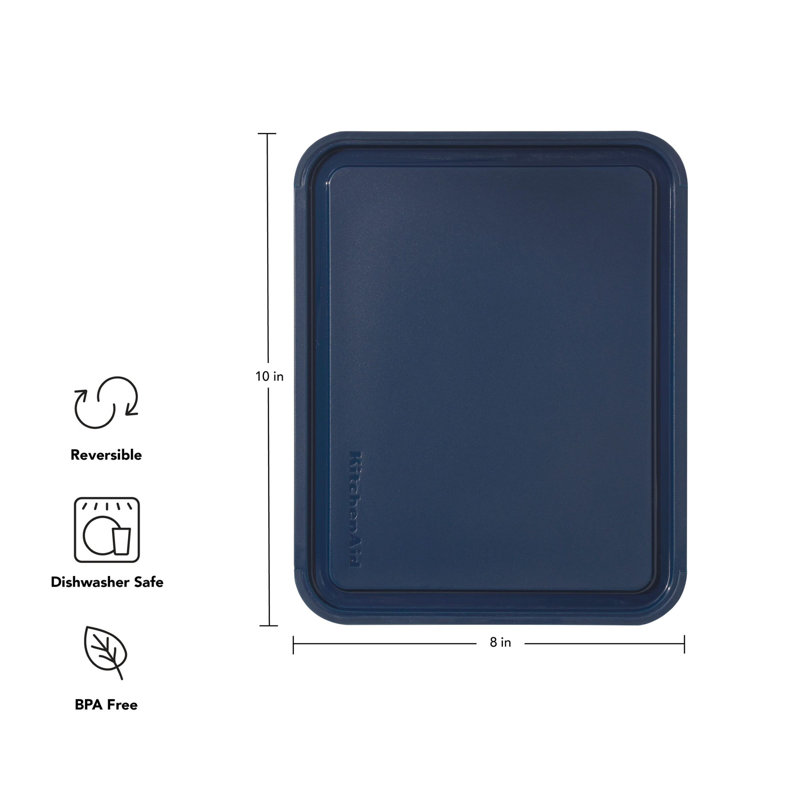 Kitchenaid Classic Non-Slip Poly Cutting Board, 8X10 Inch, Ink Blue