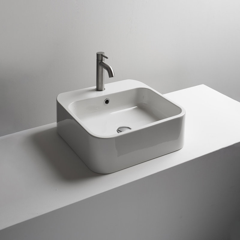 Cosa 18.9'' L Bathroom Sink, Single Hole, Glossy White