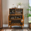 Armoire à boissons alcoolisées 31,5 "avec porte-verres à vin, support à vin et tablette réglable, armoire à vin, armoire à café pour la cuisine, buffet rustique avec rangement