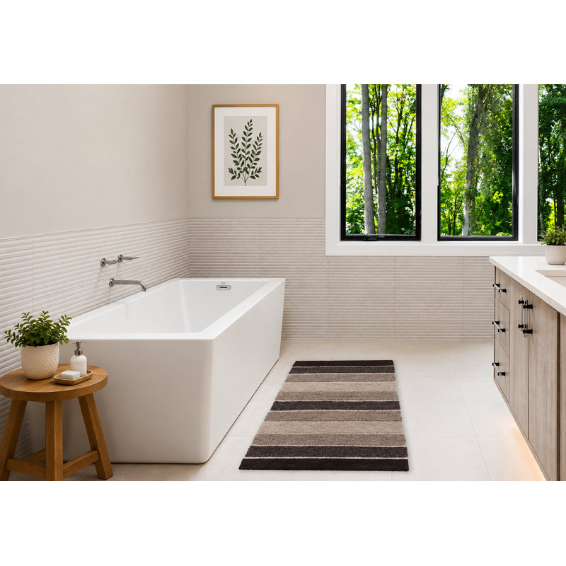 Tapis pour salle de bain Cervantez, Brun / beige, L 24 po x L 60 po