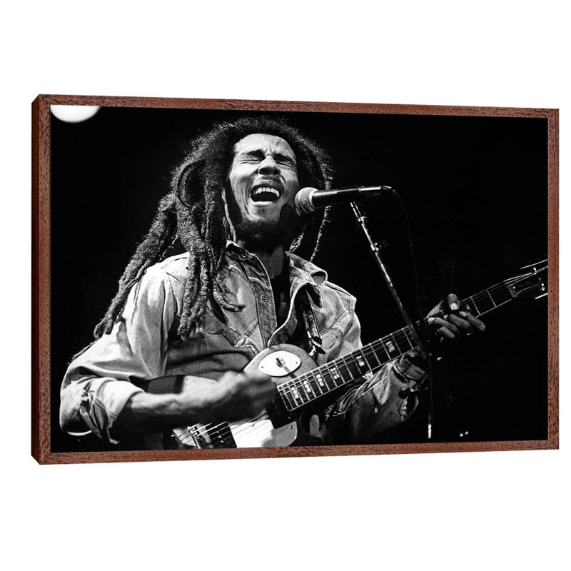Bob Marley by Rue Des Archives - Print on Canvas, 66.04 cm H x 45.72 cm W, Brown Framed