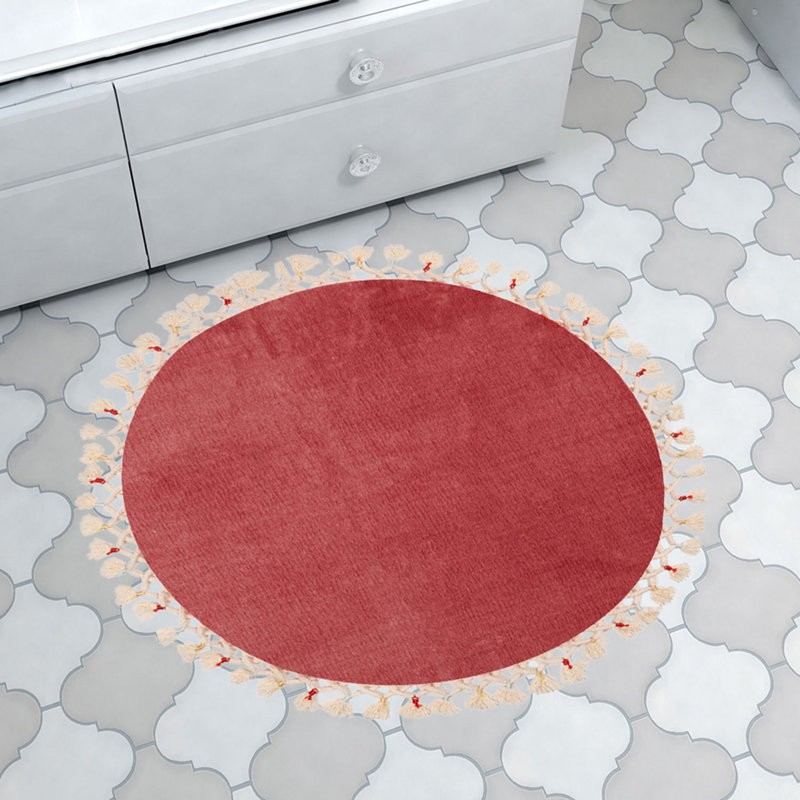 Tapis pour salle de bain de couleur unie Klotilde, L 31 po x L 31 po, Fuchsia