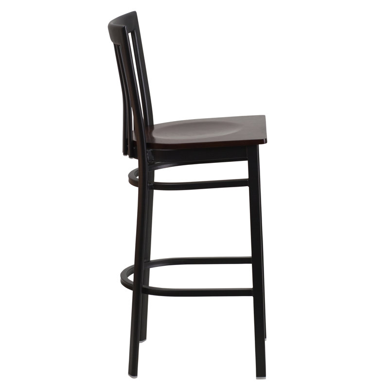 Lyman Counter Stool with Metal Frame, Bar Stool (29” Seat Height), 1, Walnut