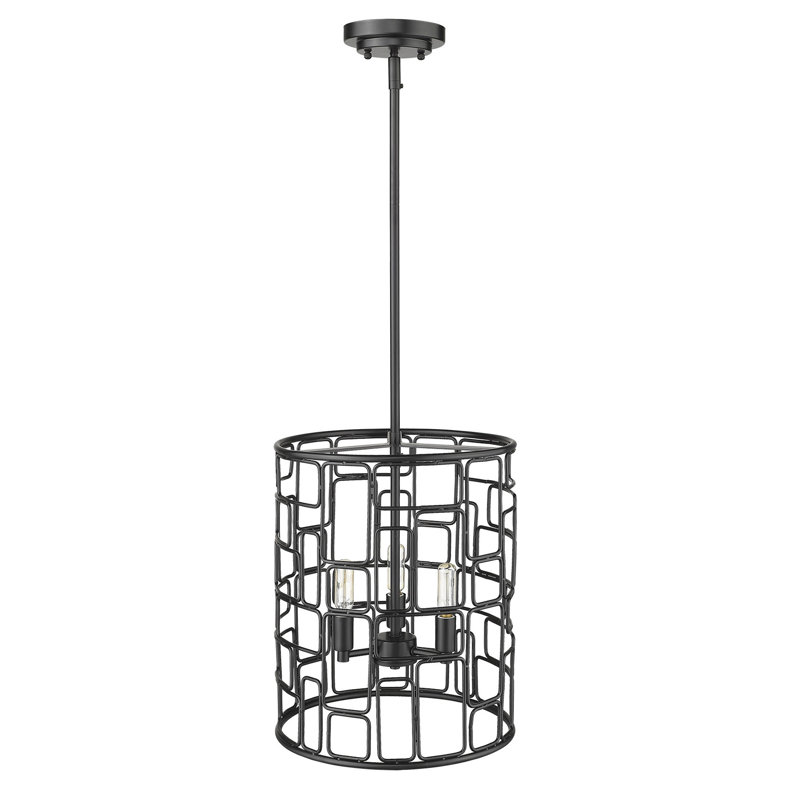 Lustree tambour 3 lumières convertible Mathena, Noir mat