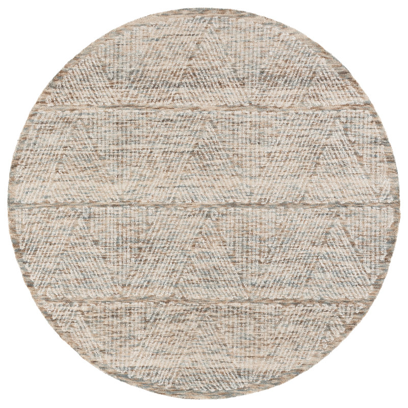 Abstract Hand Tufted Wool; Cotton Geometric Indoor Rug, Round 6'