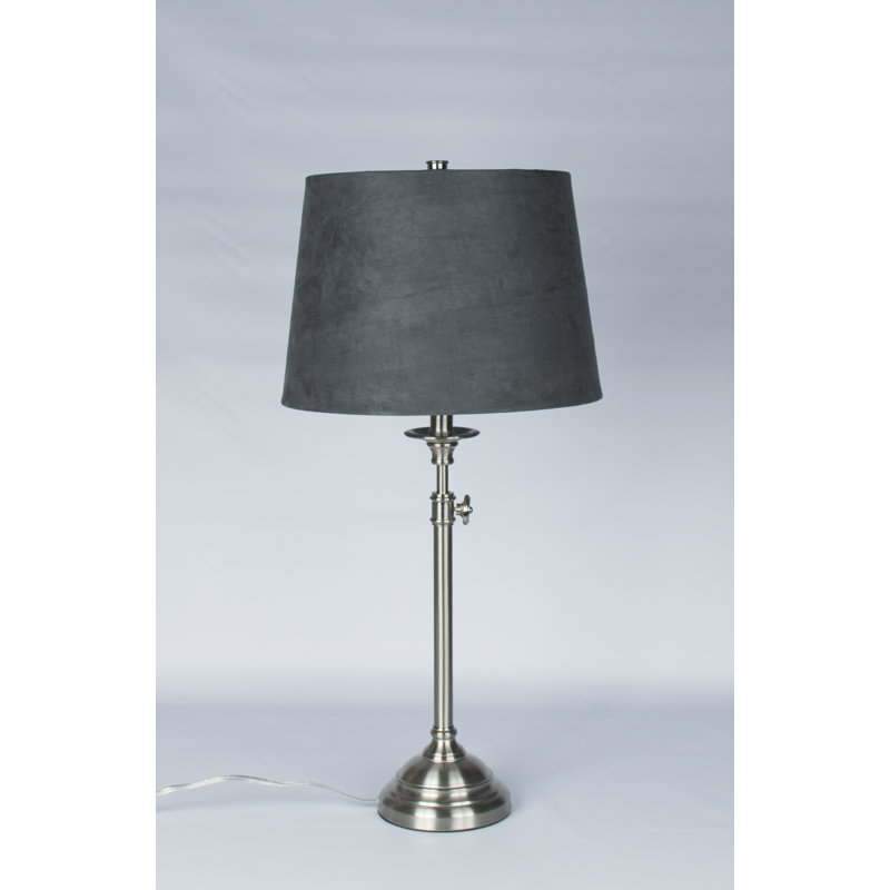 Amey Metal Table Lamp, Gray Suede, Brushed Nickel