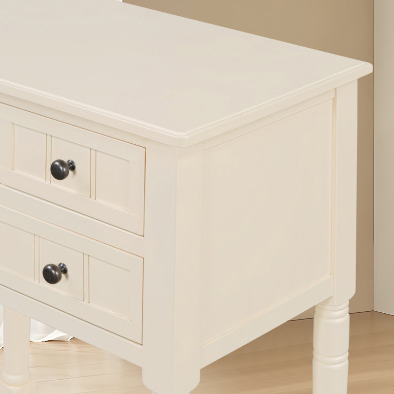 Console Table With 3 Drawers And Bottom Shelf, Beige