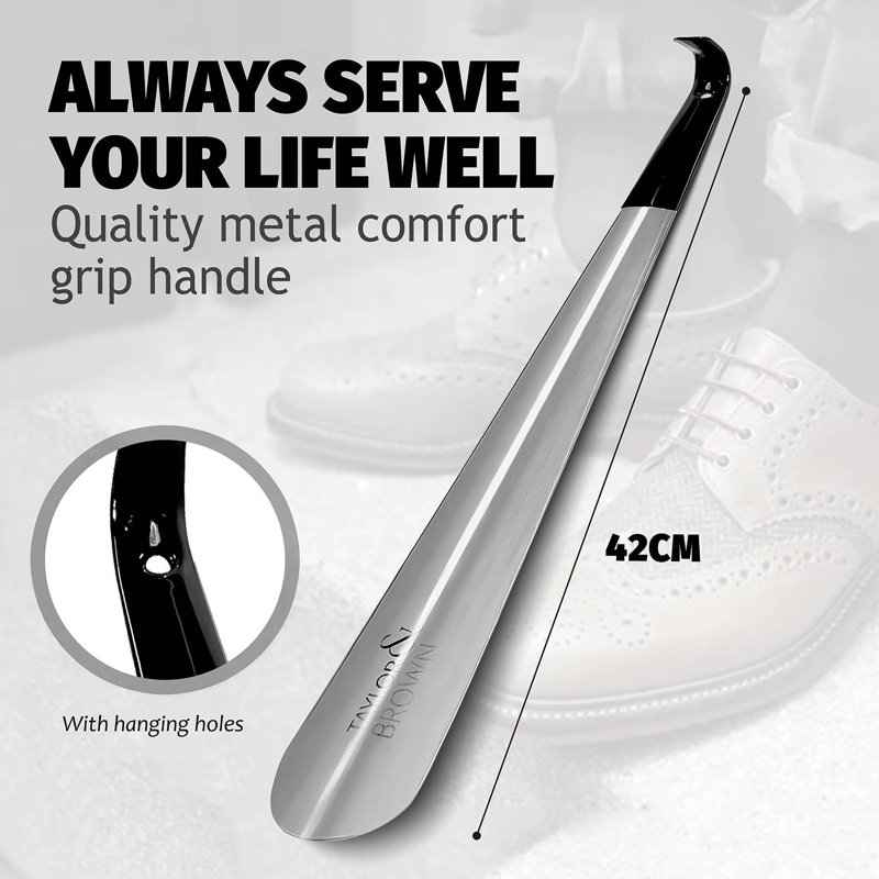 Set Of 2 Long Metal Shoe Horns – 42Cm Silver Extra Long Shoe Horn For Boots & Shoes – Easy Wear For Elderly, Disabled, Durable, Bend-Free Shoe Helper Tool
