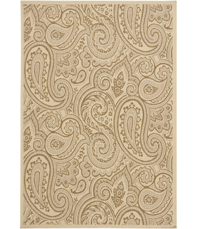 Tapis beige en polypropylène tissé à la machine Piyush, 5 pi x 8 pi