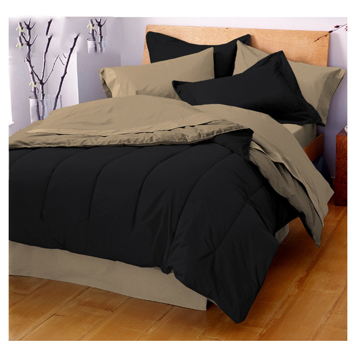 Traditional Polyester Comforter, Ebony / Khaki, King