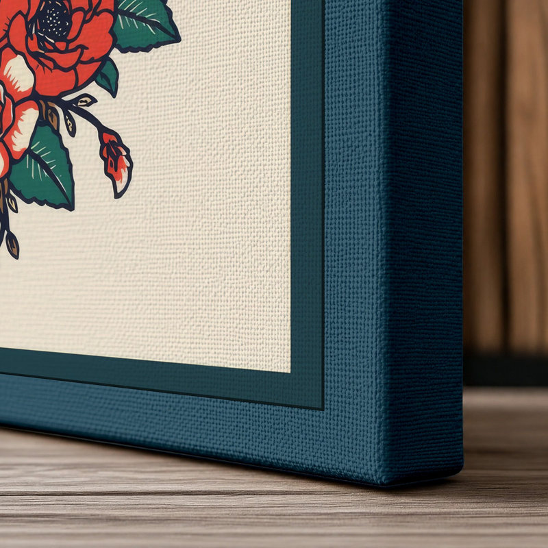 Crowned Deer Boho - Wrapped Canvas, 24x16 - 61.0 x 40.6 cm, Teal Border