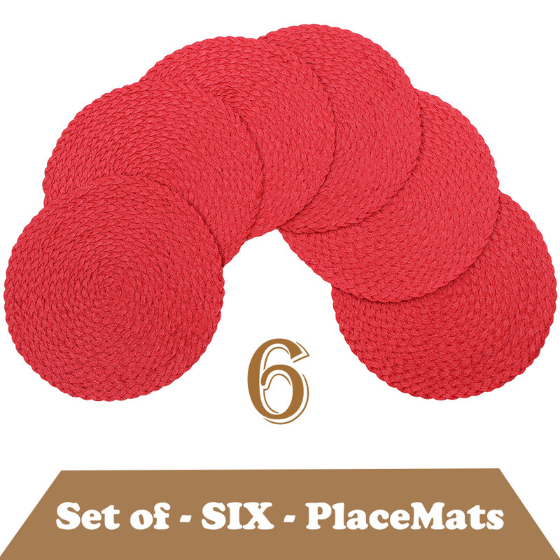 Ensemble de 6 napperons antidérapants Daisy, Rouge