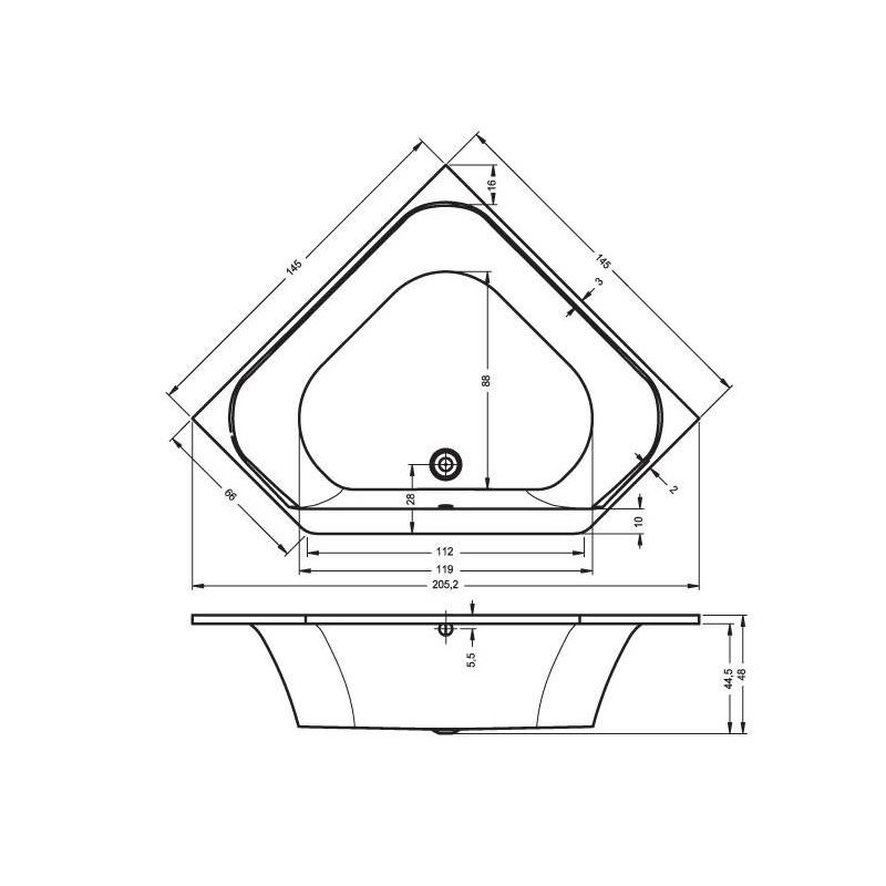 x Corner Soaking Acrylic Bathtub