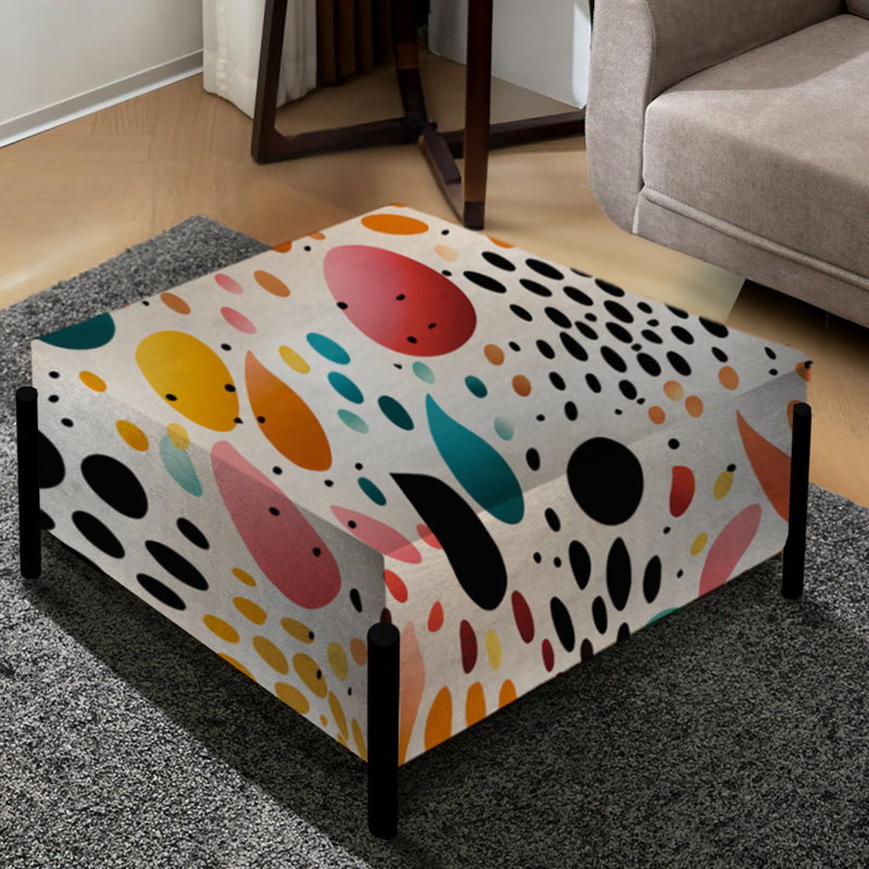 Grand repose-pieds carré Rainbow Cheetah Rain - Pois