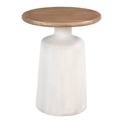 22" White Wood Pedestal End Table