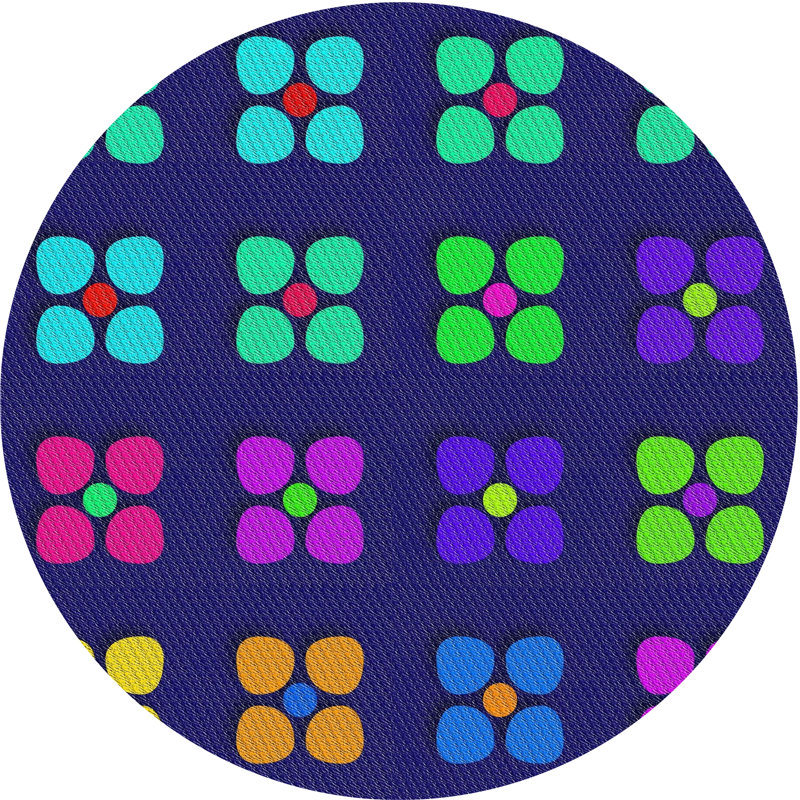 Tapis mauve/bleu à tisser électrique, Rond 5 pi