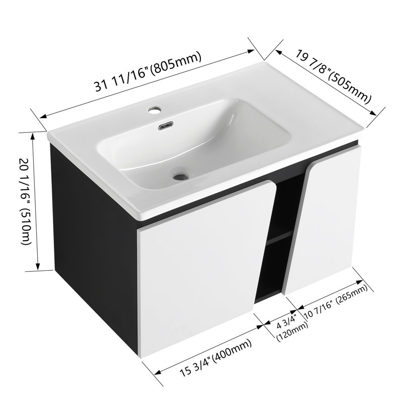 32'' Single Bathroom Vanity With Ceramic Top
