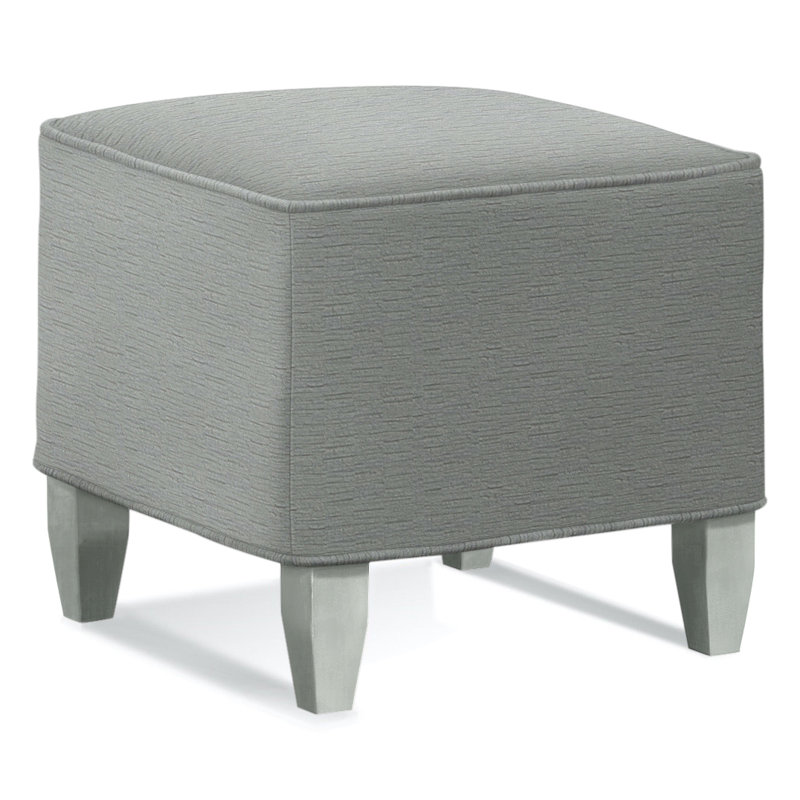 Brooklyn Square Ottoman, White Sugar Performance Polypropylene/Olefin, Nickel