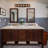 6-Light Rectangle Walnut Wood Rotatable LED Flush Mount Spotlight