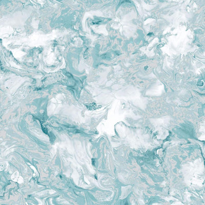 Teal Metallic Marble Effect Wallpaper - Luxurious Feature Wall Decor