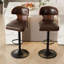 Bar Stools Set of 2 Seat Adjustable Height 62.2-85.1cm Bentwood Swivel Barstools with Back & Footrest - PU Leather Upholstered Bar Chair for Bar, Kitchen, Dining Room-529745439-529745437-522226692