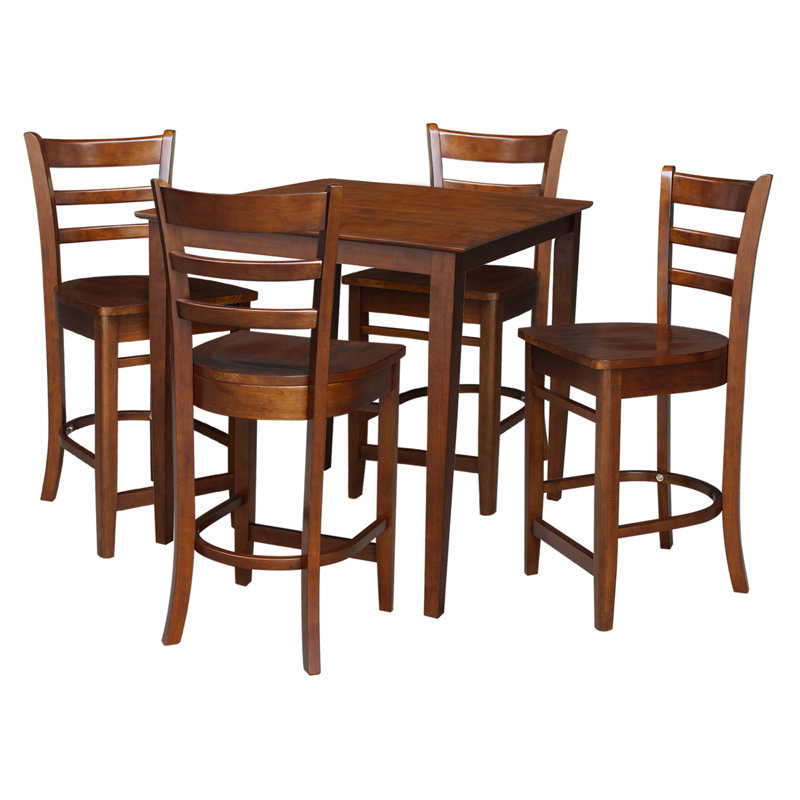 4 - Person Counter Height Solid Wood Dining Set, Espresso
