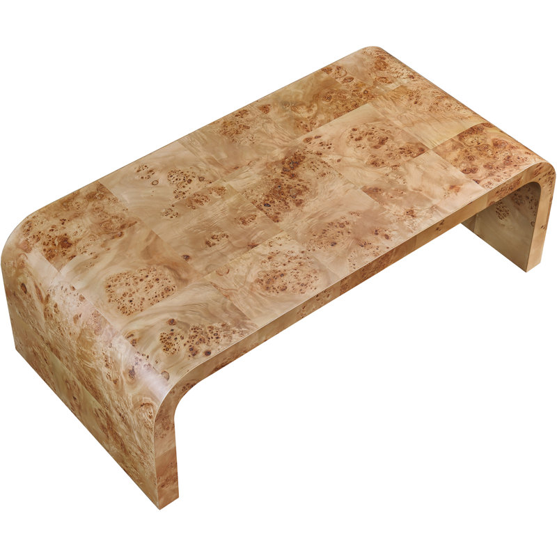 Cresthill Elegant Burl Wood Rectangular Coffee Table in Natural Ash