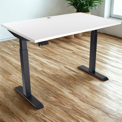Skyscraper Electric Height Adjustable Standing Desk, Dual Motor and Digital Control with Memory, 48x30, White Top with Black Frame