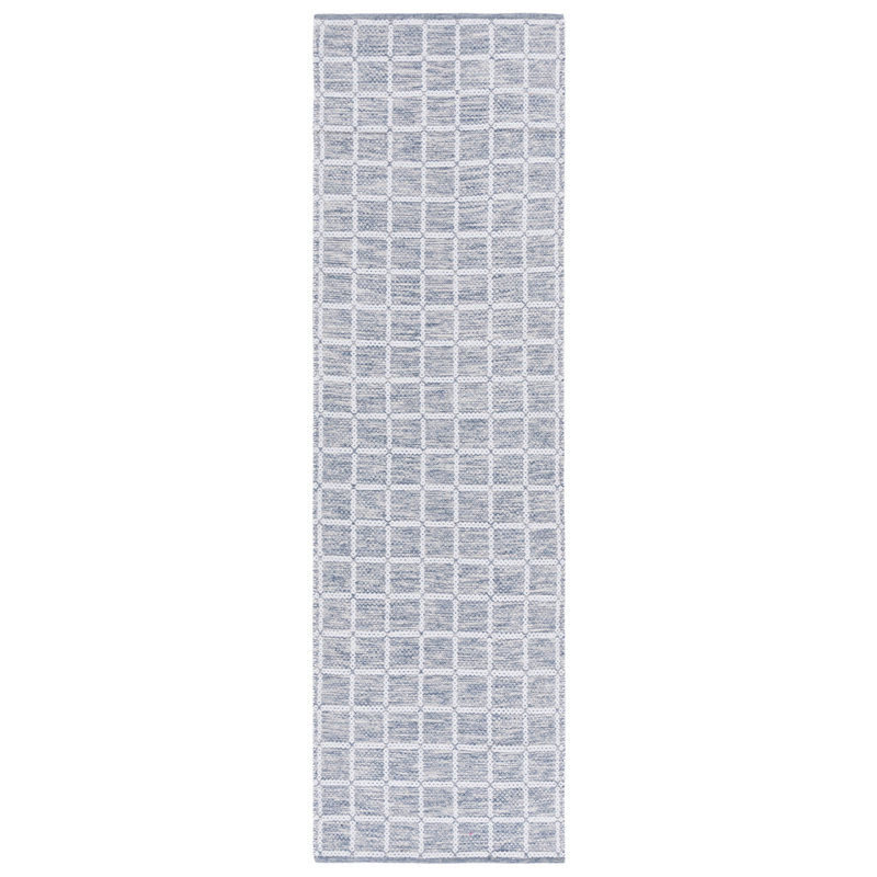 Tapis bleu marine / ivoire Kycia 977, Tapis de couloir 2 pi 3 po x 8 pi
