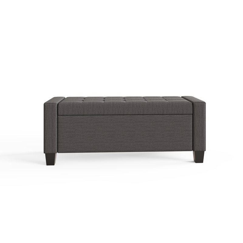 Ashley Upholstered Storage Bench, Charcoal Grey