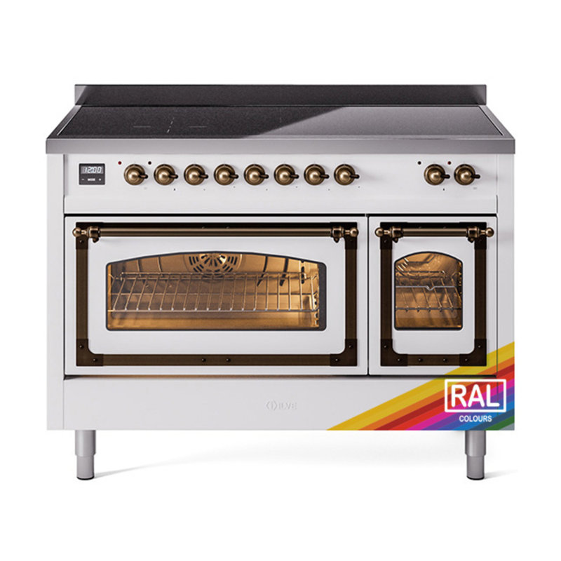 ILVE Nostalgie II Noblesse 48 inch Induction Range (Triple Glass Door, RAL), Burnished
