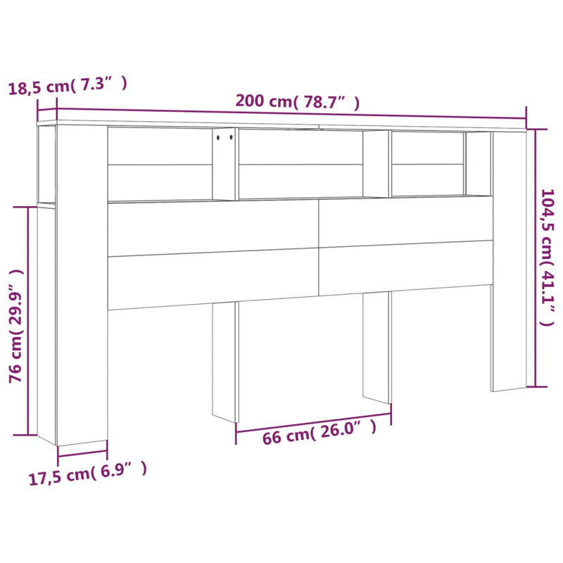 17 Stories Headboard Cabinet Engineered Wood, Concrete Grey, Single (3')