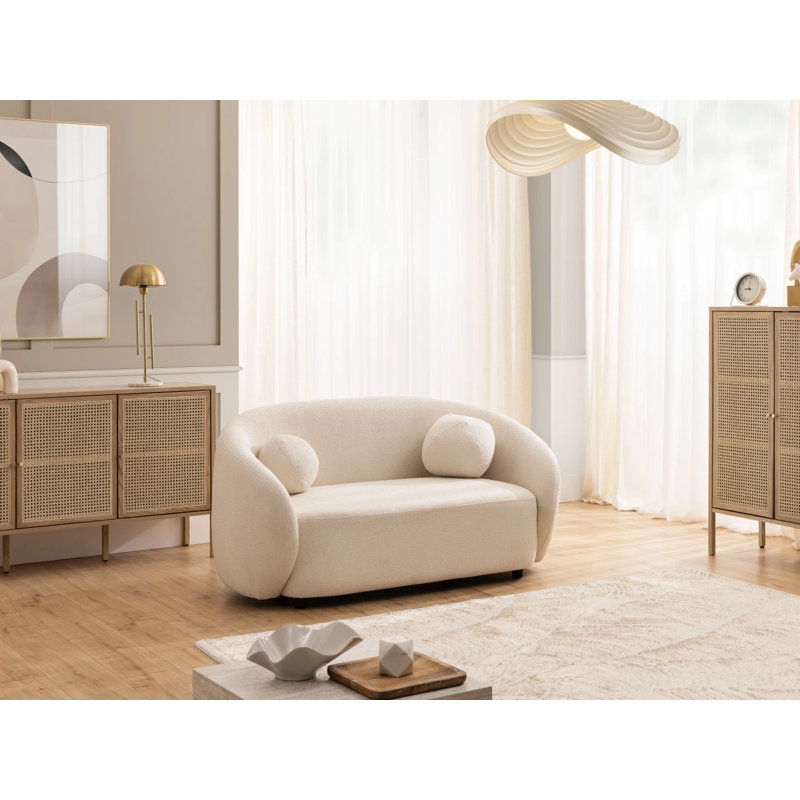 Roundi Boucle Sofa, 2, Cream White