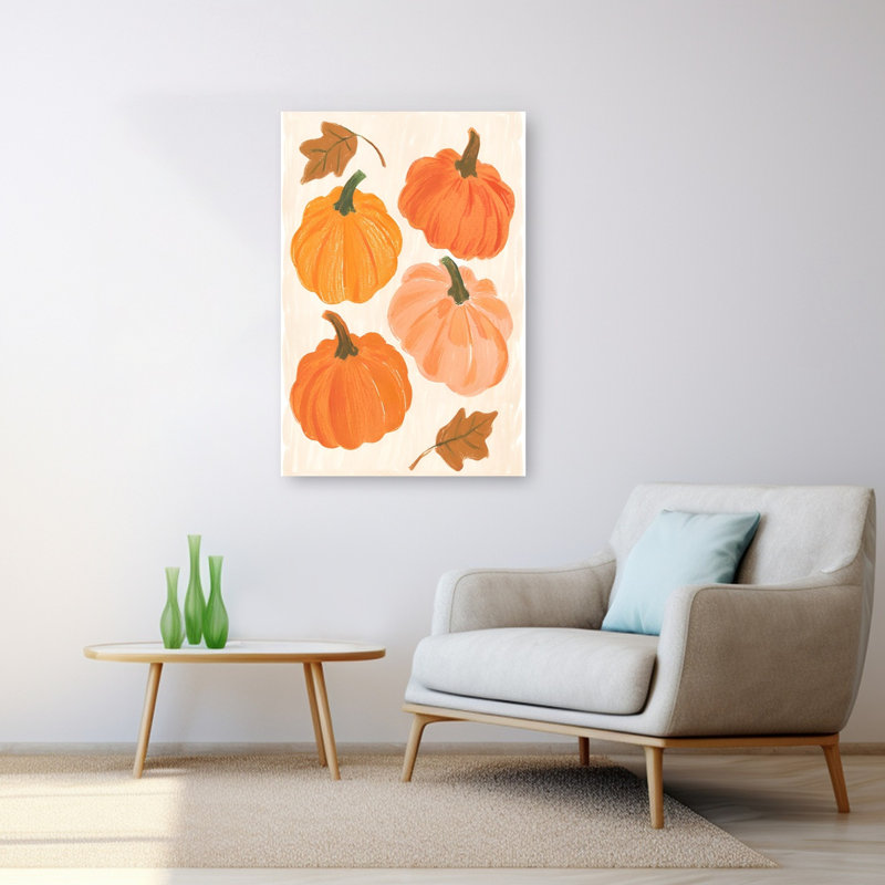 «Painted Autumn Pumpkins», impression d'art abstrait paysage rustique organique, H 48 po x l 32 po