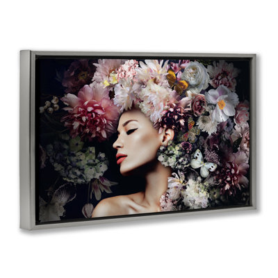 Nature Florals Female Portrait Framed Floater Canvas by Reinders