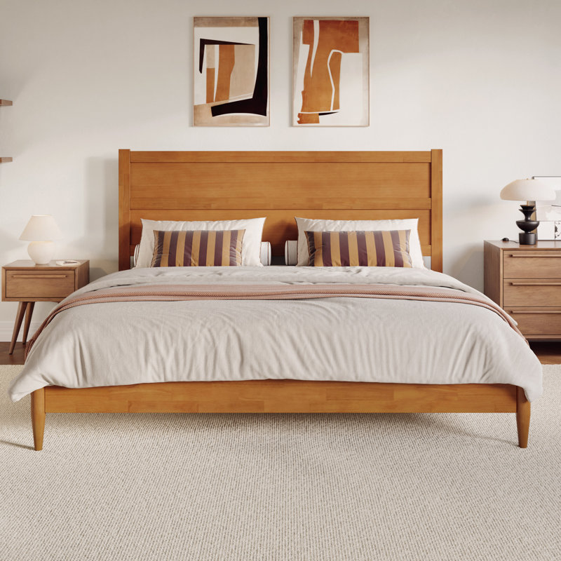 Lit plateforme Aveline, Très grand lit, Caramel clair