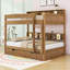 Lit superposé en bois avec lit gigogne escamotable et tablettes de rangement intégrées-420825458-420825468