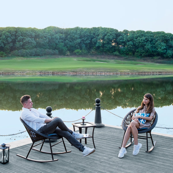 Bayou Breeze Baum Steel Outdoor Rocker Chair & Reviews | Wayfair