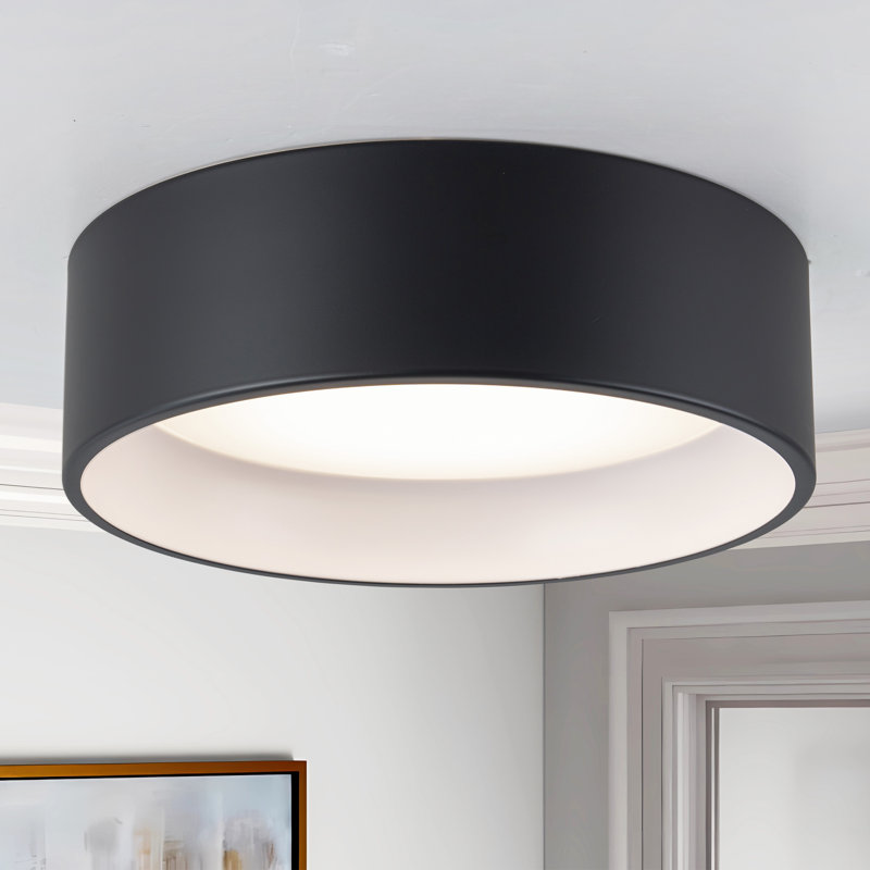 Bodine Dimmable Integrated LED Drum Flush Mount, 3.75" H x 13" W x 13" D, White