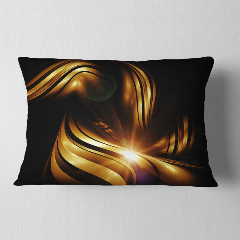 Abstrait fractal doré - Coussin imprimé abstrait