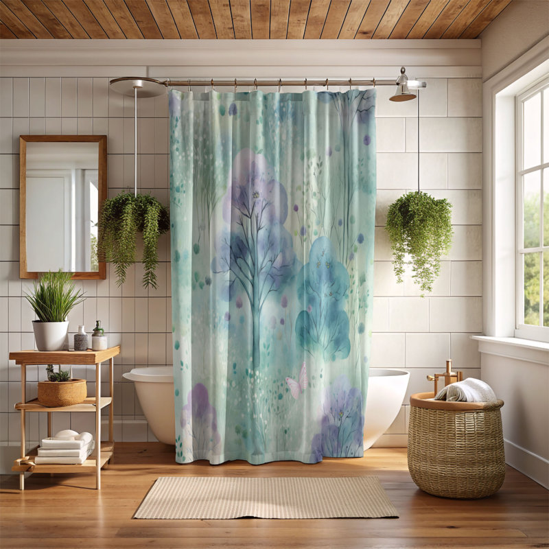 Rideau de douche Woodland Serenity - Premium, H 74 po x l 71 po