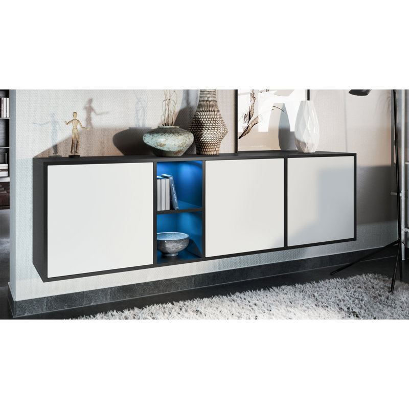Argaki 182cm Sideboard, With LED, Matt white