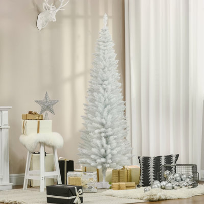 Arbre de Noël artificiel 6 pi avec arbre de Noël mince 6 pi avec 390 branches réalistes et support en plastique