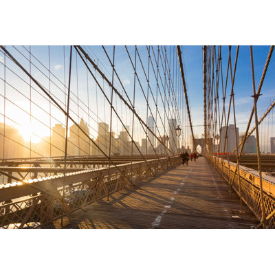 Pont de Brooklyn au coucher du soleil - Photographie sur toile tendue