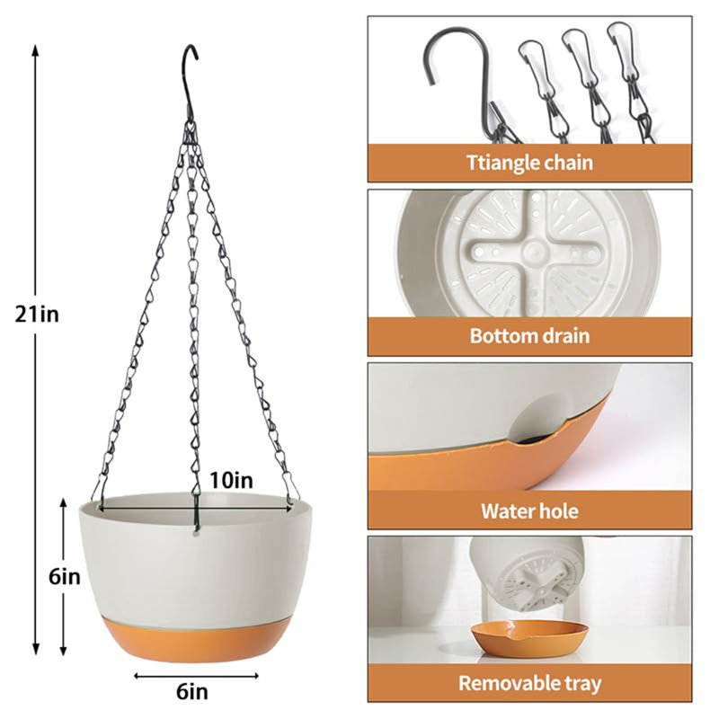 2 Pack Plastic Hanging Planters, White