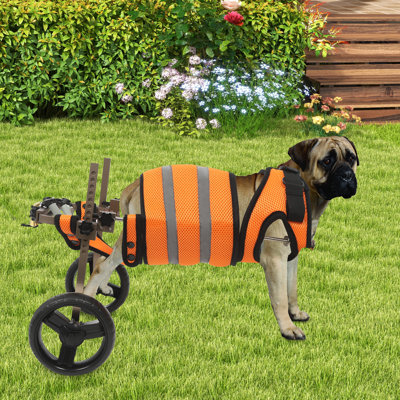 Fauteuil roulant réglable pour chien avec pattes arrière en aluminium léger Aide à la mobilité pour animaux de compagnie avec roues absorbant les chocs et marche arrière pour petits chiens de 6 à 20 lb