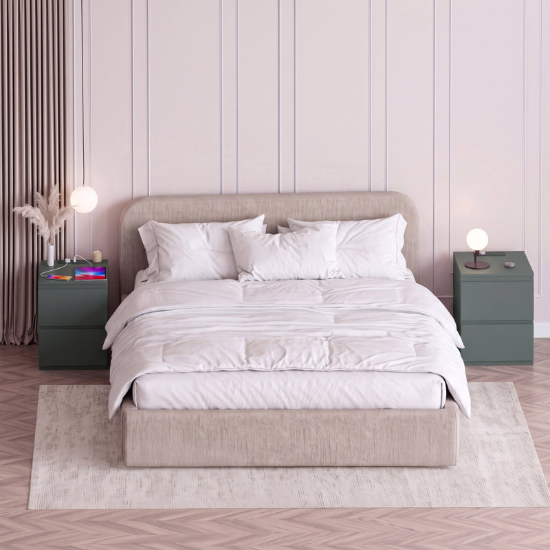 39.5cm W Particleboard Bedside Table, Green